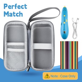 Inscool Case Compatible with MOST 3D Printer Pens for Kids, 3D Pen Accessories Printing Filament Refill Pack and USB Cable | Protective Case fit for 3D Printing Pen (Case only-Gray)