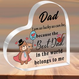 SMARGO Dad Gifts from Daughter Son Heart-Shaped Acrylic Plaque Gifts for Dad Birthday Christmas Father's Day Gift for Dad