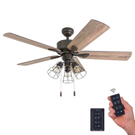 Prominence Home 50684-01 Aspen Pines Farmhouse Ceiling Fan (3 Speed Remote), 52", Barnwood/Tumbleweed, Aged Bronze