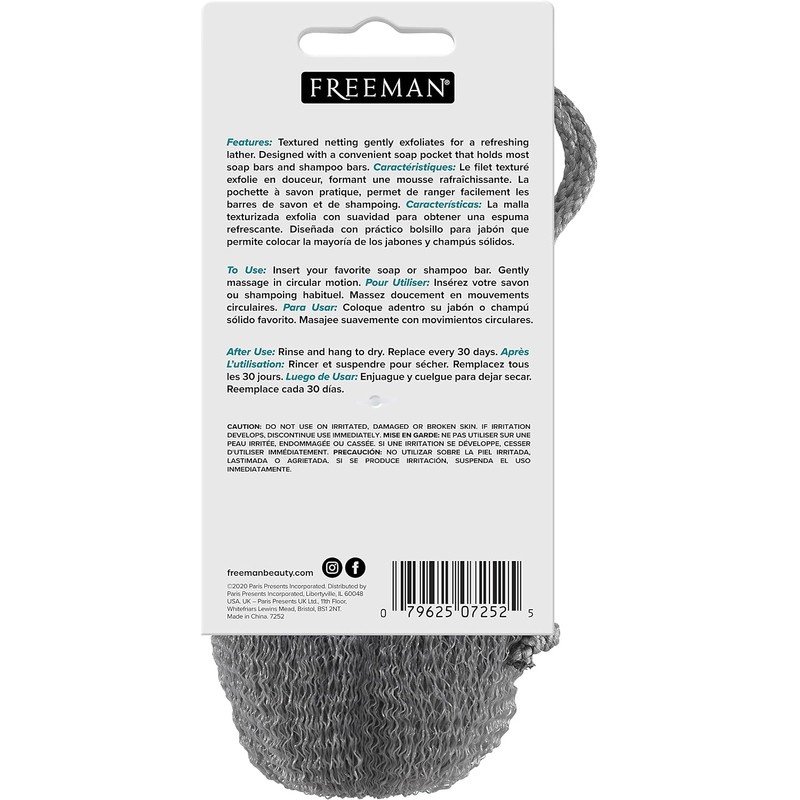 FREEMAN (FRHKR) Soap Saver Bags, Loofah Body Scrubber Bath Sponges,