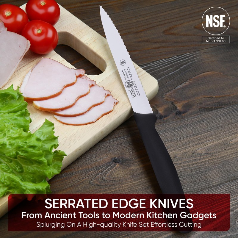 ICEL 4 Inch Paring Knife, Serrated Edge - Point Tip