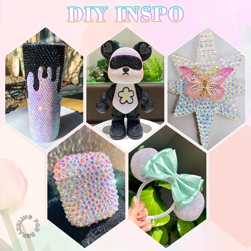 25000Pcs Resin Rhinestones with B7000 Jewelry Glue for Crafting, Transparent