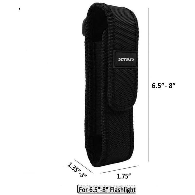 2-Pack Flashlight Battery Pouch Holster Holder for 6.5"-8" Flash Light