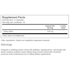 Vitacost Celery Seed - 1,500 mg per serving - 100 Capsules Exp. 3/2027