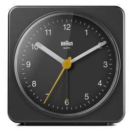 Braun BC03B Classic Analogue Alarm Clock with Snooze and Light Function, Quiet Quartz Movement, Crescendo Alarm, Black