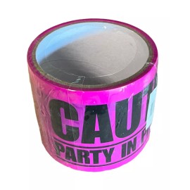 Island Dogs Birthday 3" Party in Progress Warning Caution Tape Pink