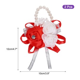 MECCANIXITY Muñeca Corsage Artificial Flores Pulseras Paquete de 2 Rosa Muñeca Novia Novio Decorativo para Boda Ceremonia Graduación Fiesta Aniversario Blanco