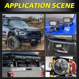 LED Pods, AKD Part 4Pcs 3" 80W CREE LED Pod Lights Small Off Road Driving Lights Ditch Fog Lights for Trucks Motorcycle UTV ATV SUV Dirt Bike - Spot & Flood
