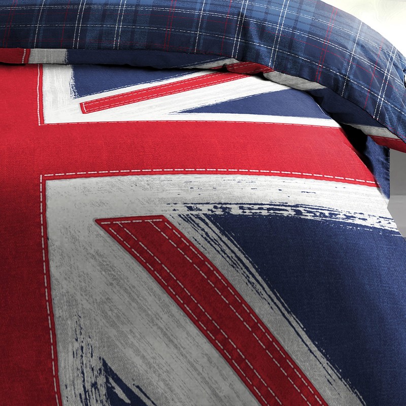 Home Republic Union Jack Reversible Checkered England Flag Bedding Duvet