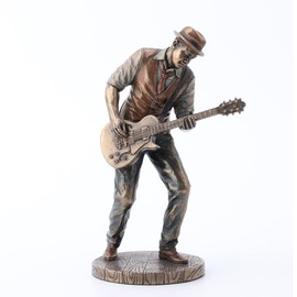Veronese Design 7 5/8" Jazz Band Casual Guitar Player Resin Statue Cast Bronze Finish