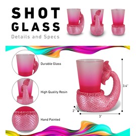CoTa Global Cool Pink Mermaid Tail Shot Glass - Novelty Glassware Home and Bar Liquor Accessory, Fun Ocean Life Shooter for Espresso and Alcohol Drinks - 3.4 Inches