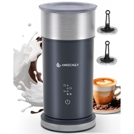 IPX6 Waterproof Electric Milk Frother and Steamer – 4-in-1 Coffee Frother for Hot & Cold Foam, Single-Button Control, Quick 80s Frothing, Milk Steamer for Lattes & Cappuccinos