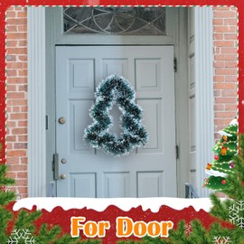 Cophile Christmas Metal Wreath Frame for Front Door, 13'' Christmas Tree Shape Large Size Golden Wire Wreath Floral Rings for Xmas Making Table Wreath and Dream Catcher Hanging Crafts Décor (4)