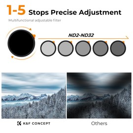 K&F Concept 52mm Variable ND2-ND32 ND Filter & Black Diffusion 1/4 Effect 2 in 1 Camera Lens Filter, 28 Multi-Layer Coatings HD/Hydrophobic/No X Cross