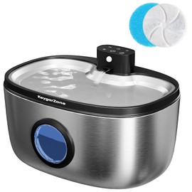 Keygarzone Wireless Cat Water Fountain: 5L Stainless Steel Pet Water Fountain for Cats & Dogs, Automatic Battery Operated Water Dispenser, Ultra-Quiet Indoor Fountain with Filter