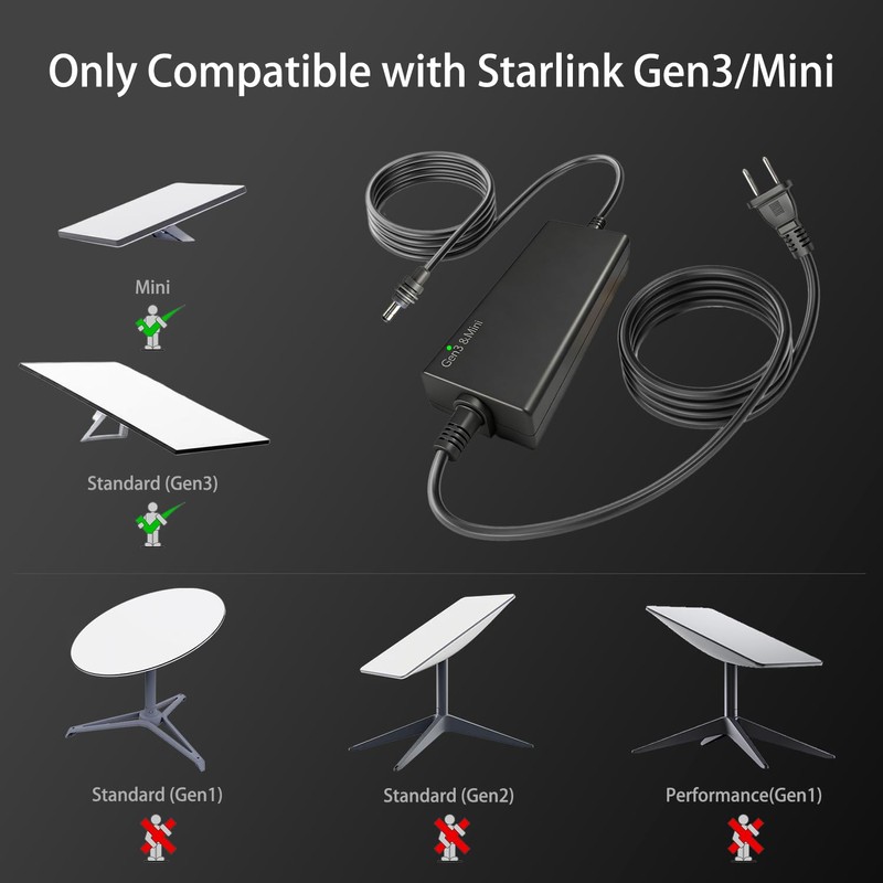 Starlink Gen 3 Charger 57V 3.42A 195W IP67 Waterproof Power