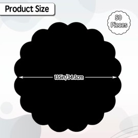 50 Pcs Black Paper Placemats Disposable, 13.5 Inch Disposable Scalloped Placemat for Birthday Wedding Baby Shower Banquet Tea Party