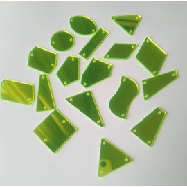 Sew On Neon Yellow Acrylic Mirror Diamante Rhinestone Mirror Beads Crystal Flat Back with Hole for DIY Costumes Wedding Dress Clothing (Neon Yellow, Mix shapes)