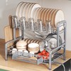 BOOSINY 2 Tier Dish Drying Rack and Drainboard Set, Large