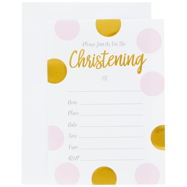 Neviti 771433 Pattern Works-Christening Invitations with Envelopes Pink, 15 x 10 x 0.1 cm