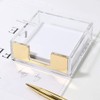 MultiBey Clear Gold Acrylic Sticky Note Pad Holder for Desk,