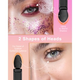 MORGLES 50 PCS Double Ended Eyeshadow Applicators Sticks with Organizer, Disposable Makeup Applicators, Sponge Tip Eye Shadow Brush Bulk.