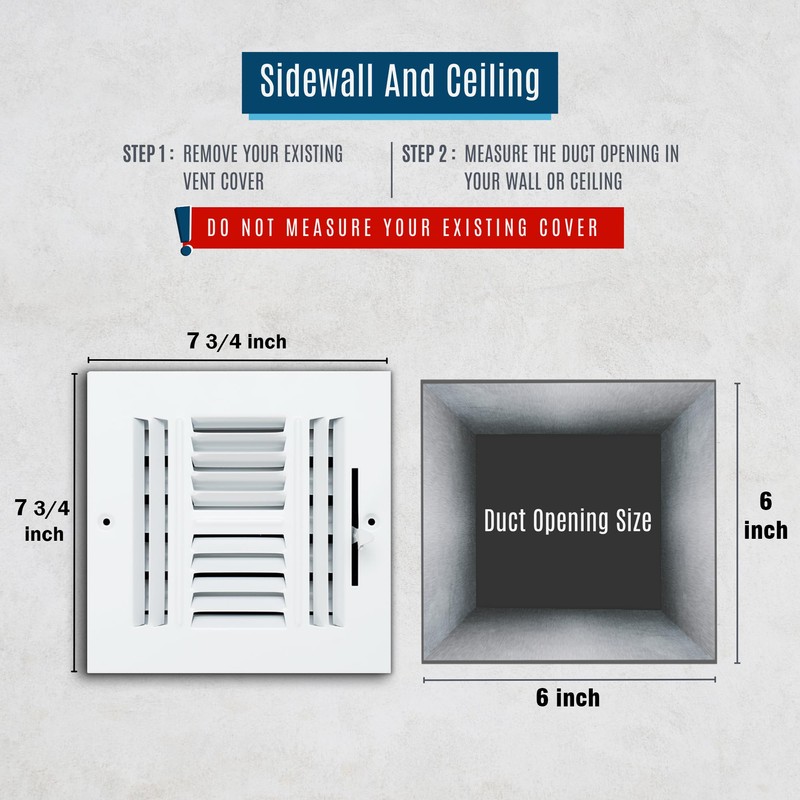 Fits 6x6 Duct Opening 4 Way Steel Air Supply Diffuser