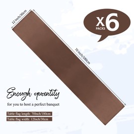 YMHPRIDE 6 Pack Table Runner Coffee Satin Table Runner, 12x72 Inch Long Silk Table Runner for Wedding Party Birthday Banquet Table Decoration