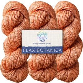 Living Dreams Flax Botanica DK Yarn. Elegant Merino Linen Silk. Cruelty Free & Responsibly Sourced. Pacific Northwest Handmade. Three Skein Pack, Papaya