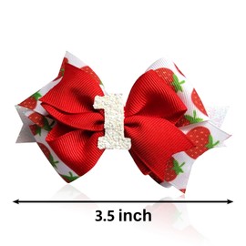 3.5 inch Strawberry Bow Hair Clips for Girls 1st Birthday Party Decoration Strawberry Hair Clips Bows Cute Baby Bow Party Decorations for Girls Toddlers Hair Accessories