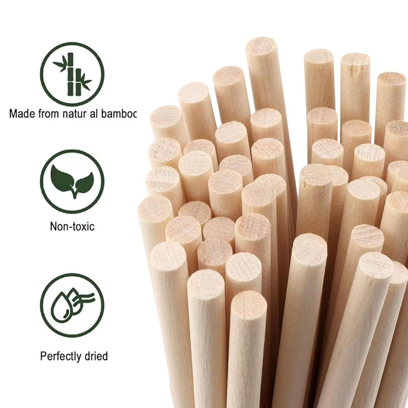 PMELCXD 100 PCS Dowel Rods - Unfinished Natural Wood Dowel