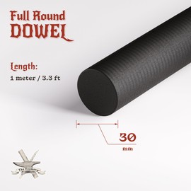 The Foamory - Clavija de espuma EVA de alta densidad, material de manualidades para cosplay de 1 metro, múltiples formas, múltiples diámetros de 5 a 40 mm, negro (3 unidades: 30 mm de diámetro