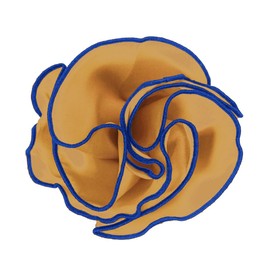 Vittorio Farina Round Suit Pocket Square for Men with Embroidered Piping (Dark Gold/Royal)