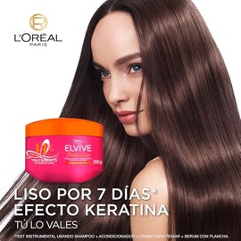 L'Oréal Paris Elvive Dream Liso Mascarilla Capilar, Efecto Keratina Anti Frizz Hasta por 72h, Resistente a la Humedad, Cabello Liso y Brillante, 300ml
