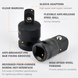 BATINO 4 Piece Socket Adapter Set Adapter 3/8 to 1/2 inch, 1/4 to 3/8, 3/8 to 1/4, 1/2 to 3/8 Inch Impact Wrench Adapter, Angle Adapter Socket Wrench Adapter Ratchet