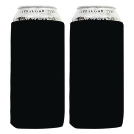 QualityPerfection 16 oz Can Cooler Sleeves (2 Unit) Neoprene Blank Beer Coolers Thick Fabric Tall Beer Collapsible Drink Coolies, Thermocoolers 16 ounce Tall Boy Can Coolie (2, Black)