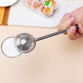 Silver 304 Stainless Steel Flour Powder Filter Spoon, Baker Dusting Wand For Sugar Flour Spices, Flour Sugar Powder Spoon Kitchen Tools, Baking Sifters Baking Tools and Accessories, Baking Sifters