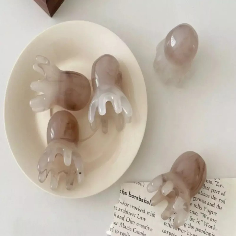 문어형 괄사 마사지스틱 두피 림프순환 안마용품 마사지기 [그레이] Octopus-shaped Gua