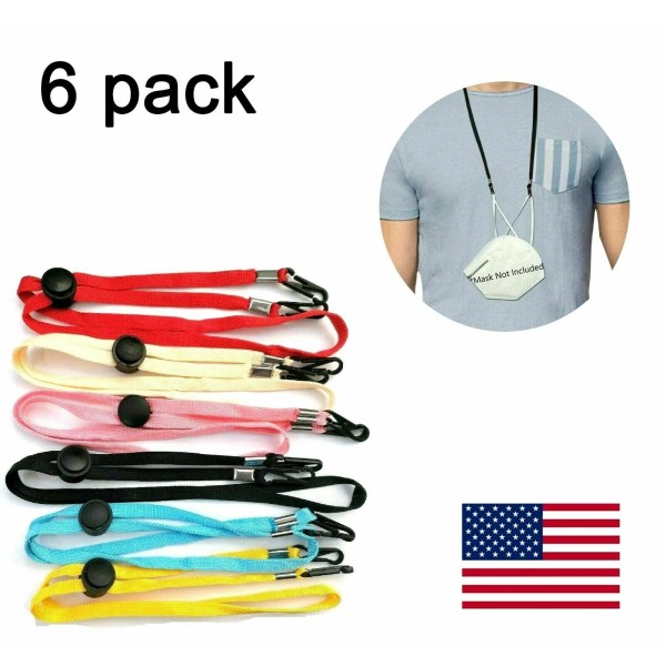 Face Mask Lanyard Strap Holderwith Clip 6 PCS Face Mask