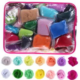 IWOWHERO 1 Pack Multi Color Wool Felting Yarn Craft Kit for DIY Projects to Shape Fiber Wool Supplies for Beginners for Making Animals and Flowers