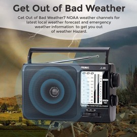 NOAA Weather AM FM Portable Radio with Best Reception, Transistor Radio, 3 X D Battery Operated Radios or AC Power for Household & Outdoor, Plug in Wall by PRUNUS