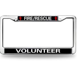 Fire Rescue Volunteer License Plate Frame Metal Firefighter Support Rattle-Proof License Plate Frame Fire Rescue Power