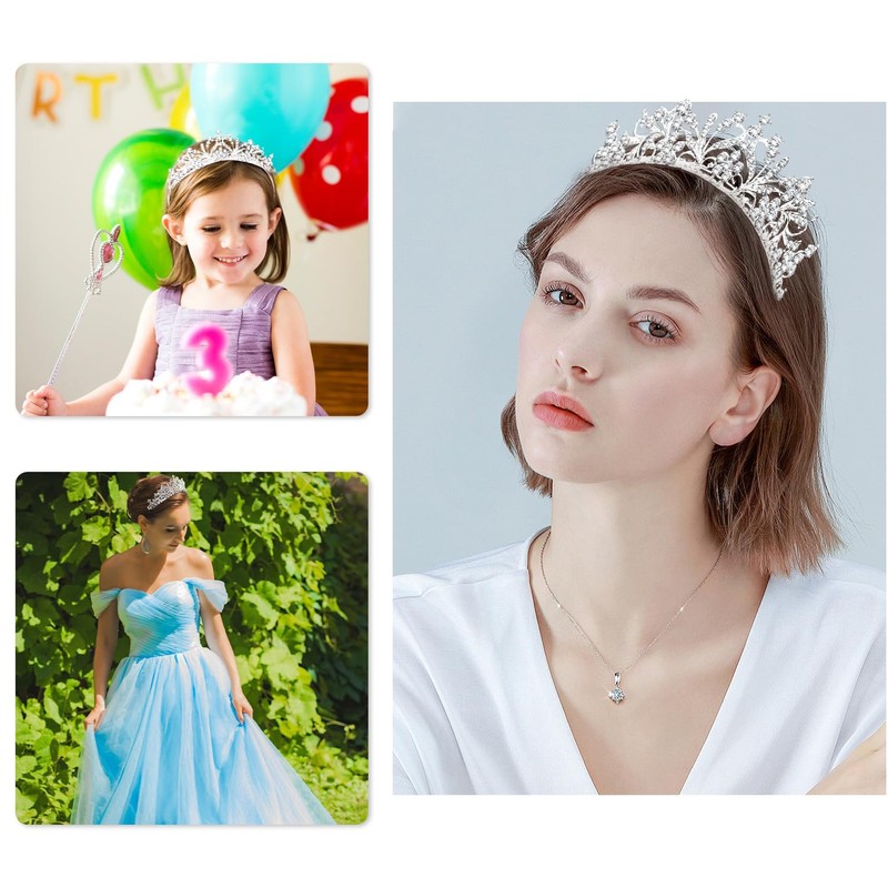 XIAQICA Crown Tiara Silver Crystal Diamond Tiara Women's Crown Wedding