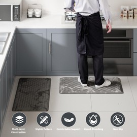 Comfypad - Marble Patterned Anti-Fatigue Mat, Liquid-Absorbing Surface, Non-Slip Cushioned Standing Mat for Kitchen, Office, Laundry, 19 x 32 inch