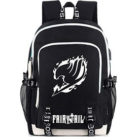 Roffatide Anime Fairy Tail Backpack Luminous Printed College School Bag Laptop Backpack with USB Charging Port & Headphone Port