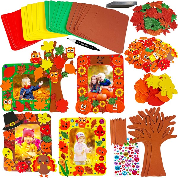Winlyn 12 Sets Fall Craft Kits Fall Thanksgiving Picture Frame