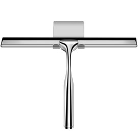 Stainless Steel Shower Squeegee, Window Squeegee, 12 Inch, Shower Wiper with Wall Hanger, No Drilling for Shower Doors, Bathroom, Kitchen, Windows and Car Glass Cleaning