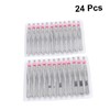 LALAFINA 24pcs Stainless Steel Flat Tip Eyebrow Tweezers Heart Decor