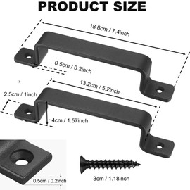 SAMSYOKI Pack of 2 Sliding Door Handles, Black, Heavy Duty Vintage Cast Iron Door Handle, Barn Door Handles with Screws & Screwdriver, Cabinet Door Handles for Barn Door, Wardrobe, Garage, Garden Door