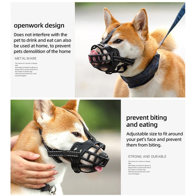 Dog Muzzle, Basket Muzzle for Small Medium Large Dogs, Soft
